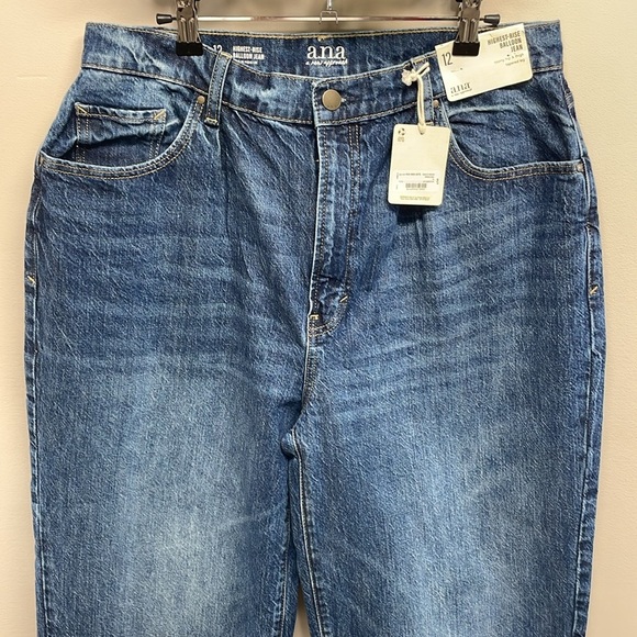 NWT a.n.a. Highest Rise Balloon Jean Dark Wash Denim Tapered Leg 12 - Picture 2 of 16
